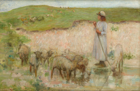A Study for 'Sheep Pool on the South Downs' (oil on canvas)