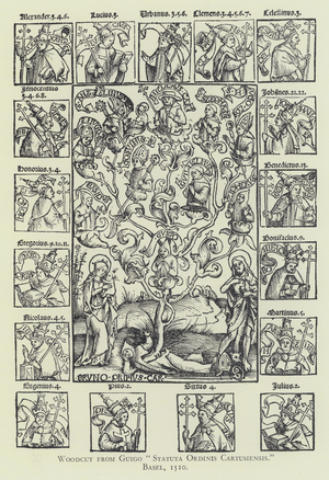 Woodcut from Guigo "Statuta Ordinis Cartusiensis," Basel, 1510 (litho)