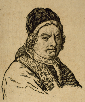 Benedict XIV (1675-1758), Italian Pope (1740-1758), Portrait (engraving)