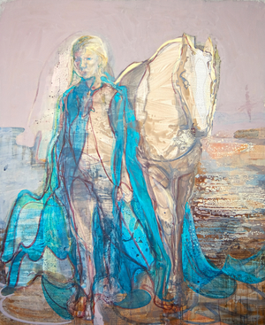 The Birth of The Goddess 2, 2020-23 (oil, pigments, clay on canvas)