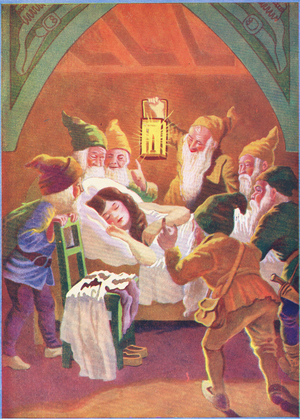 Snow White and the seven dwarfs (colour litho)