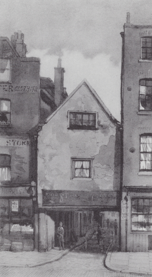 Lost London: Old Archway Tenement, Broadway, Westminster (litho)