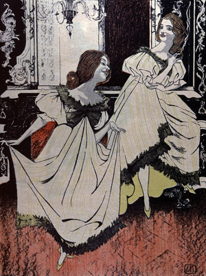 The girls ideal: beautiful clothes and horses. and a good man, Germany, 1898 (lithograph)