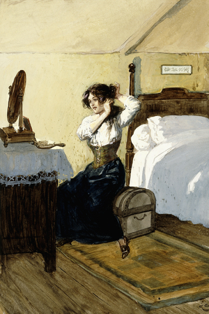 She was going to let down her hair (page 158), c.1910 (pen, black ink and watercolour)