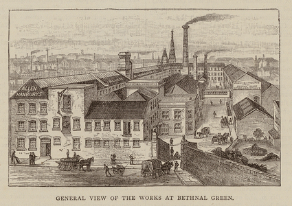 Allen and Hanburys, Manufacturing Pharmaceutical Chemists, and Wholesale Druggists, Plough Court, Lombard Street, EC (engraving)