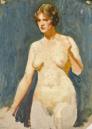 Nude, three-quater length, three-quarter view, c.1915 (oil on canvas)