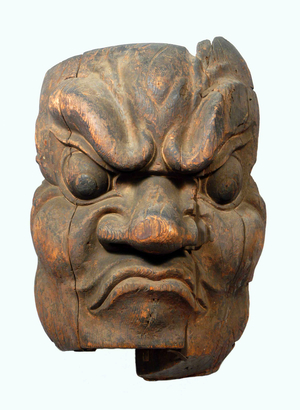 Japan: Wooden mask of guardian deity Kongorikishi (Jingang Lishi in Chinese), Kyoto, 13th Century