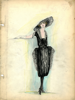 Dress, Fall 1919 (pencil & watercolour on paper)