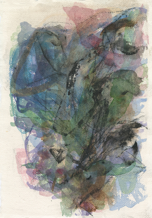 Abstract composition, Organic forms/plant series, 2021 (watercolour, gouache & charcoal on watercolour paper)