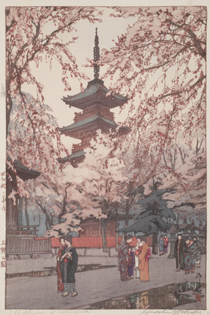 A Glimpse of Ueno Park, 1935 (polychrome woodblock print)