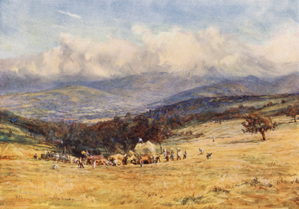 Brecknock Beacons, from the Brecknock-Talgarth Road (colour litho)