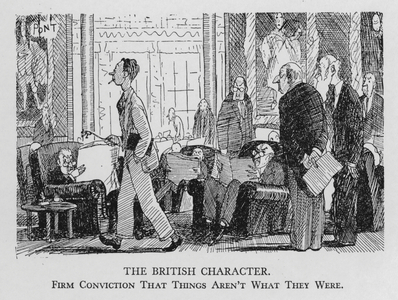 The British character; Firm conviction that things aren't what they were (litho)