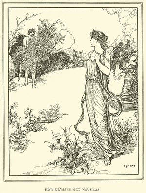 How Ulysses met Nausicaa (engraving)