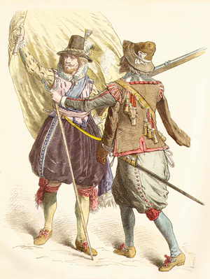 Soldiers in Germany, 17th century (copper plate print)