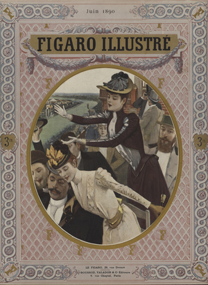 Un coin de tribune au Grand-Prix (colour litho)