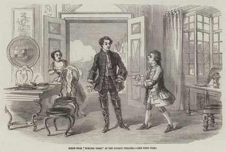 Scene from "Ticklish Times," at the Olympic Theatre (engraving)