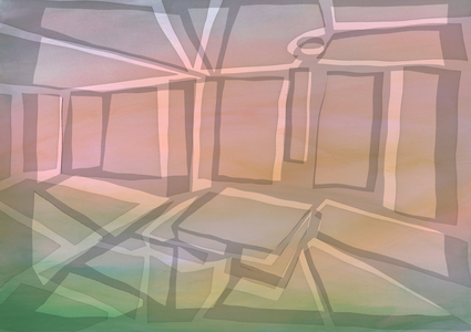 Graphic Interior, 2018 (ink, stencil, watercolour)