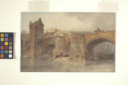 Chester Bridge (watercolour over pencil on off-white wove paper)