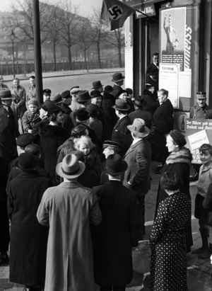 Polling station in Berlin for the Reichstag elections 1936 (b/w photo)