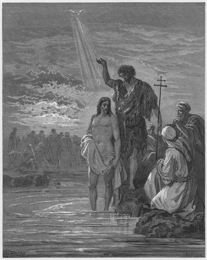 Gustave Dore Bible: The baptism of Jesus (engraving)