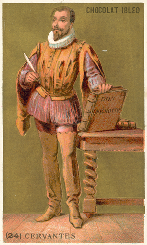 Miguel de Cervantes, Spanish novelist, poet and playwright (chromolitho)