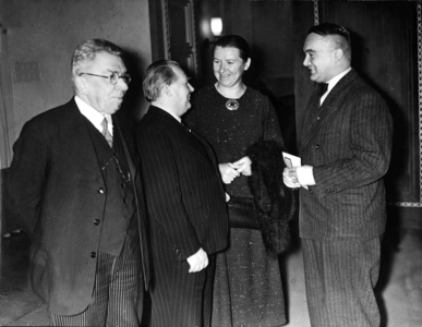 Haas, Hinrichs, Berens-Totenohl, Eggers at a poetry meeting (b/w photo)
