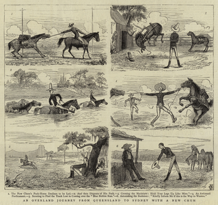 An Overland Journey from Queensland to Sydney with a New Chum (engraving)