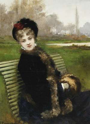 The Park Bench (oil on canvas)