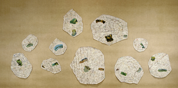 Autobiography: Hiroshima Disguised (in 10 parts), 1982 (acrylic, paper, dye, gouache on sewn canvas)
