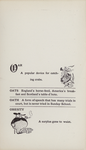 Foolish Dictionary: Oar, Obesity (litho)