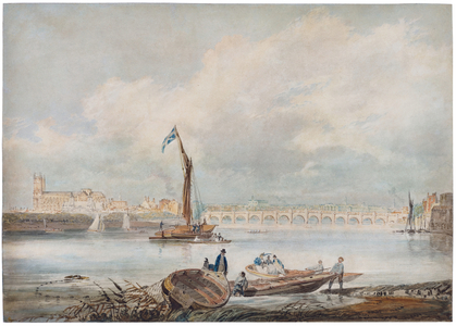 A View of London and the River Thames from Vauxhall with Westminster Bridge (Watercolour over pencil)