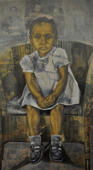 Yeside, For Identification, 2022 (oil paint, image transfers and graphite)