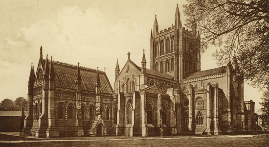 Hereford Cathedral from North East (b/w photo)