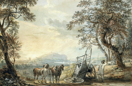Landscape with Overthrown Cart, c.1770 (watercolour over pencil with gouache on paper)
