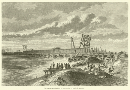 Le nouveau pont du Rhin en construction (engraving)