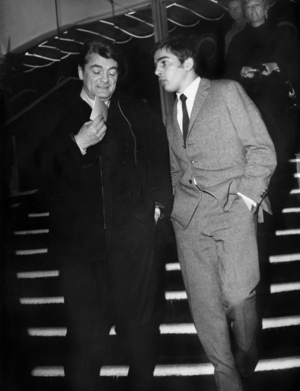 Jean Marais and his Adopted Son Serge Ayala at Premiere of Film "Peau D'Espion" April 07, 1967 (b/w photo)