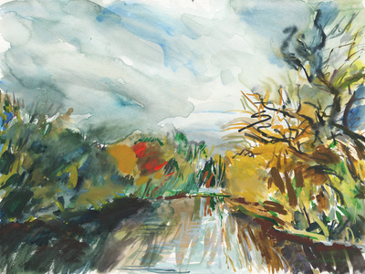 Peg's Pond, Richmond Park, 2018 (w/c on paper)