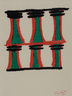 Green, Red, and Black Pillars, 1992 (crayon on paper)