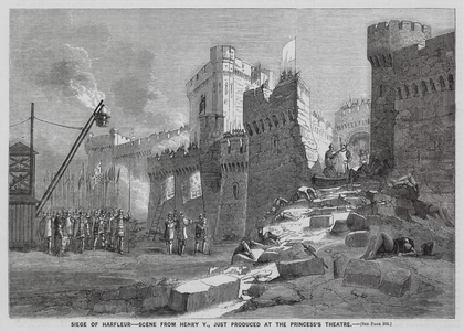 Siege of Harfleur, scene from Shakespeare's Henry V (engraving)