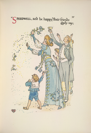 Speedwell. The wedding guests throwing confetti