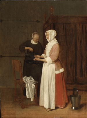 A Woman Washing her Hands, 1662 (oil on oak)