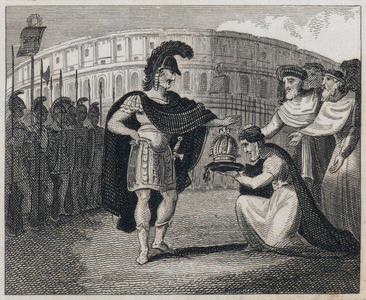 Belisarius refusing the crown of Italy, 538 (engraving)