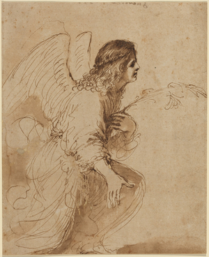 The Angel of the Annunciation, c.1638-1639 (pen and ink drawing)