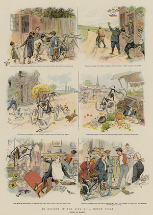 An Episode in the Life of a Motor Cycle (colour litho)