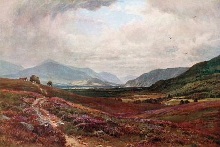 The Grampians from Boat of Garten, Inverness-Shire (colour litho)