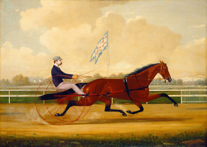 Budd Doble Driving Goldsmith Maid at Belmont Driving Park, 1876 (oil on canvas)