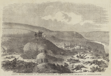 Sandbag Battery defended by the Guards, sketched on the Morning after the Battle of Inkerman (engraving)