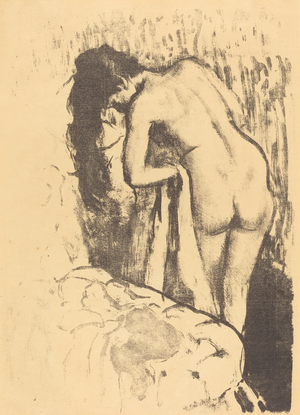 Nude Woman Standing, Drying Herself (Femme nue debout, a sa toilette), c.1890 (litho)