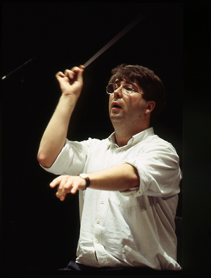 Bertrand de Billy - portrait of the French conductor, May 1995. b. 1965.