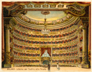 Interior of the Teatro alla Scala, Milan (print)